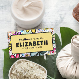 かわいいレトロの花こんにちは私の名前はナース磁気 名札