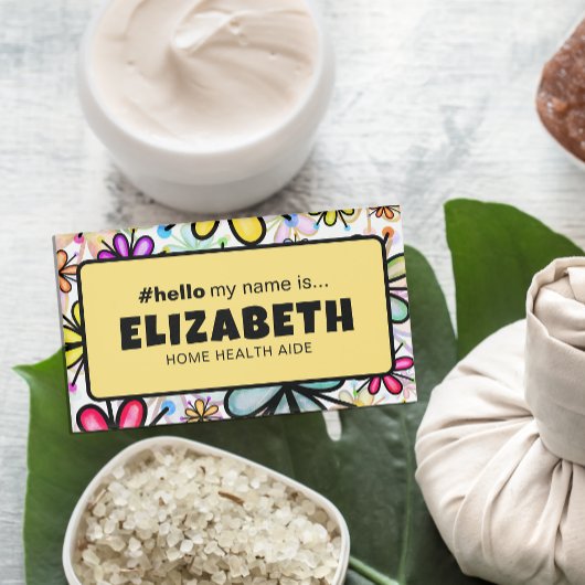 かわいいレトロの花こんにちは私の名前はナース磁気 名札