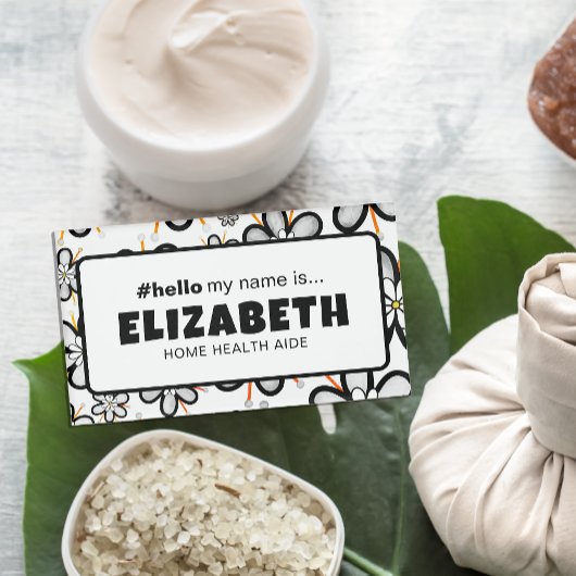 かわいいレトロの花こんにちは私の名前はナース磁気 名札