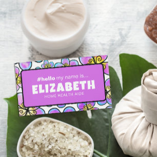 かわいいレトロの花こんにちは私の名前はナース磁気 名札