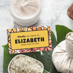 かわいいレトロの花こんにちは私の名前はナース磁気 名札