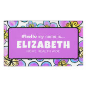 かわいいレトロの花こんにちは私の名前はナース磁気 名札 (正面)