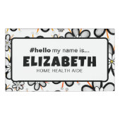 かわいいレトロの花こんにちは私の名前はナース磁気 名札 (正面)