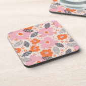 かわいいレトロの花パターン コースター (左側)