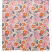 かわいいレトロの花パターン シャワーカーテン (正面)