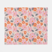 かわいいレトロの花パターン フリースブランケット (正面(横))