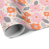かわいいレトロの花パターン ラッピングペーパー (ロールコーナー)
