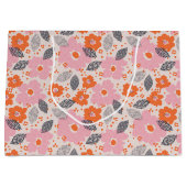 かわいいレトロの花パターン ラージペーパーバッグ (正面)