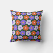 かわいいレトロの花模様(紫と緑) クッション (裏面)