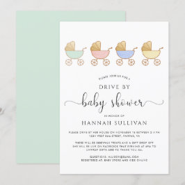 かわいいレトロの馬車が赤ちゃんシャワーでドライブをパレード 招待状