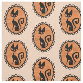 かわいいレトロの黒猫 ファブリック (見本)