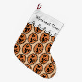 かわいいレトロの黒猫 ラージクリスマスストッキング (正面 (吊り時))
