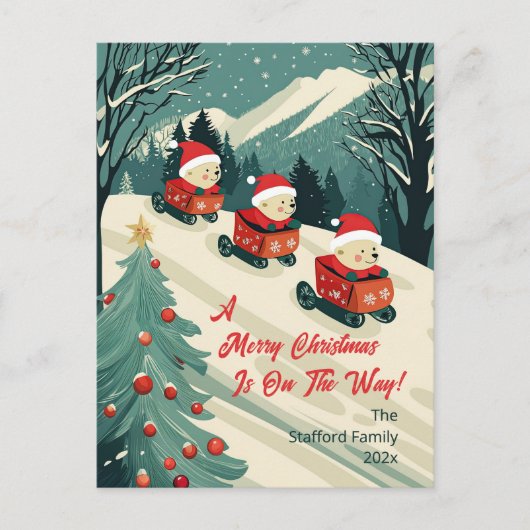 かわいいレトロはクリスマスを支える シーズンポストカード (正面)