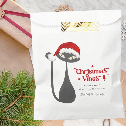 かわいいレトロアトミックブラックキャットクリスマス スクエアシール