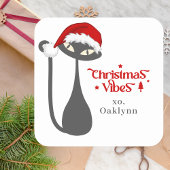 かわいいレトロアトミックブラックキャットクリスマス スクエアシール