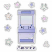 かわいいレトロアーケードゲームの子供の誕生日 シール (正面)