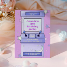 かわいいレトロアーケードゲーム子供の誕生日招待状