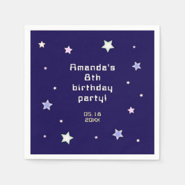 かわいいレトロアーケードゲーム子供の誕生日紙ナプキン スタンダードカクテルナプキン