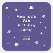 かわいいレトロアーケードゲーム子供の誕生日 スクエアシール (正面)