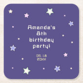 かわいいレトロアーケードゲーム子供の誕生日 スクエアペーパーコースター (正面)