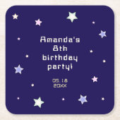 かわいいレトロアーケードゲーム子供の誕生日 スクエアペーパーコースター (正面)