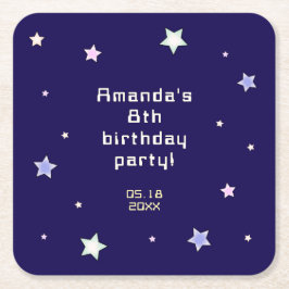 かわいいレトロアーケードゲーム子供の誕生日 スクエアペーパーコースター