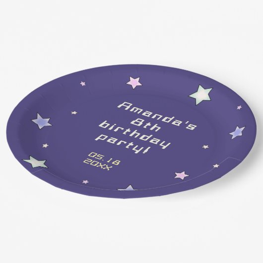 かわいいレトロアーケードゲーム子供の誕生日 ペーパープレート (アングル)