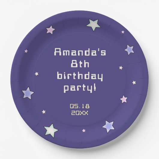 かわいいレトロアーケードゲーム子供の誕生日 ペーパープレート (正面)