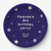 かわいいレトロアーケードゲーム子供の誕生日 ペーパープレート (正面)