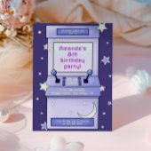 かわいいレトロアーケードゲーム子供の誕生日 招待状