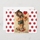 かわいいレトロアーティストガールヴィンテージアート シーズンポストカード (正面/裏面)