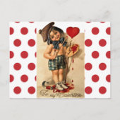 かわいいレトロアーティストガールヴィンテージアート シーズンポストカード (正面)