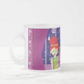 かわいいレトロアートロマンチックなバーナイトライフ漫画 フロストグラスマグカップ (左)