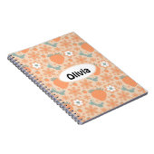 かわいいレトロイチゴと花 ノートブック (右側)