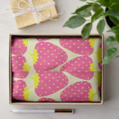 かわいいレトロイチゴの模様（明るいピンク） 薄葉紙 (ギフト)