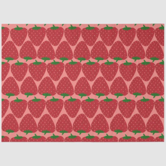 かわいいレトロイチゴの赤とピンク 薄葉紙 (正面)