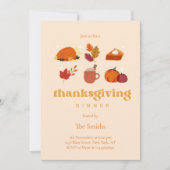 かわいいレトロエステティックシック感謝祭ディナー 招待状 (正面)