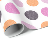 かわいいレトロオレンジパープルピンク水玉模様模様 ラッピングペーパー (ロールコーナー)