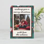 かわいいレトロカスタムフォトクリスマスホリデーカード シーズンカード (スタンド正面)