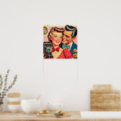 かわいいレトロカップル ポスター (キッチン)