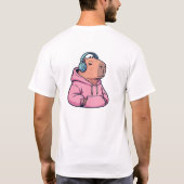 かわいいレトロカピバラパーカー カートゥーン Tシャツ (裏面)