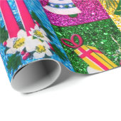 かわいいレトロカラフルコラージュの休日カラフル ラッピングペーパー (ロールコーナー)