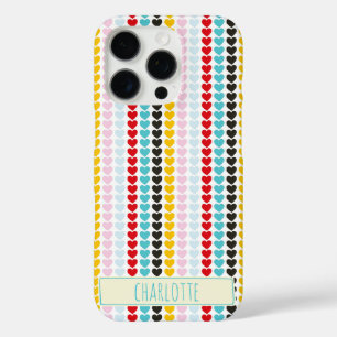 かわいいレトロカラフルハートパターパーソナライズされたン iPhone 16 PROケース