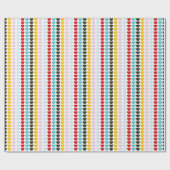 かわいいレトロカラフルハートパターン ラッピングペーパー (フラット)