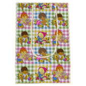 かわいいレトロカラフルプレイドベビーシャワー ミディアムペーパーバッグ (裏面)