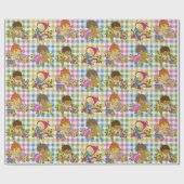 かわいいレトロカラフルプレイドベビーシャワー ラッピングペーパー (フラット)