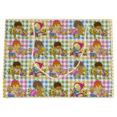 かわいいレトロカラフルプレイドベビーシャワー ラージペーパーバッグ (正面)