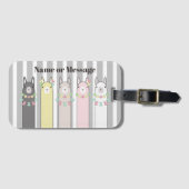 かわいいレトロカラフルラマスガールキッズ ラゲッジタグ (正面横)