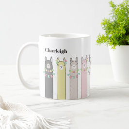 かわいいレトロカラフルラマ コーヒーマグカップ
