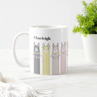 かわいいレトロカラフルラマ コーヒーマグカップ